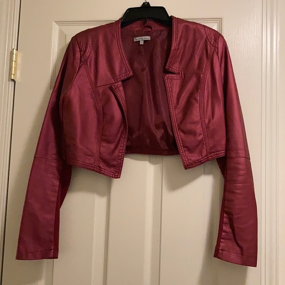 Charlotte Russe Jackets & Blazers - Faux-Leather Open-Front Cropped Blazer Jacket